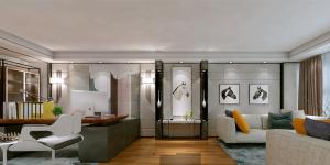 萬科大廈欣悅化妝品公司，白與黃的搭配，簡約、大氣！